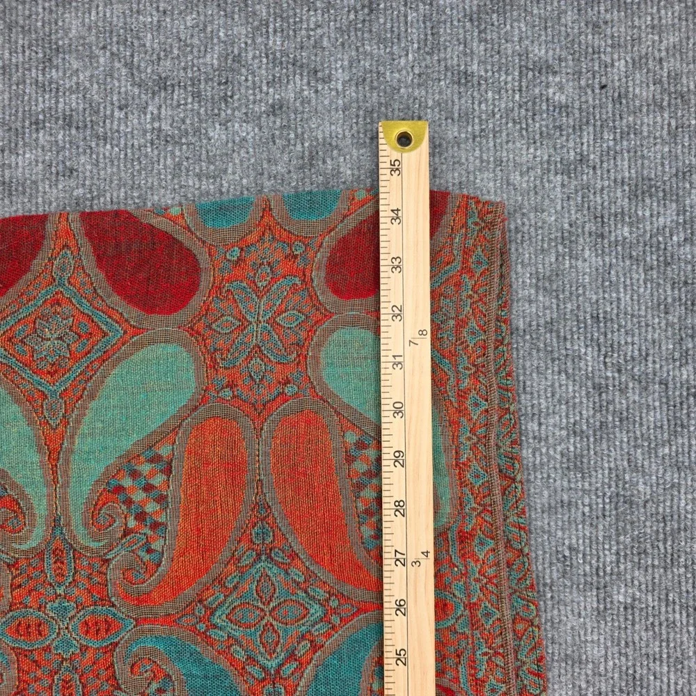 Paisley Pashmina Shawl Wrap Orange Teal Red Woven Fringed Scarf Rectangular